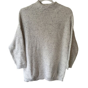 Denver Hayes Grey Speckled Knit Sweater Size L Cozy Neutral Oversized Casual